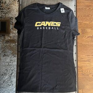 CANES Baseball Black Tee with Yellow Logo